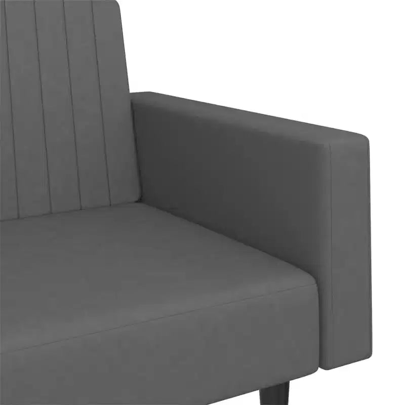 Canapé-lit 2 places en velours gris foncé - Causeuse convertible/Lit jumeau avec cadre en bois pour salon, studio, bureau à domicile