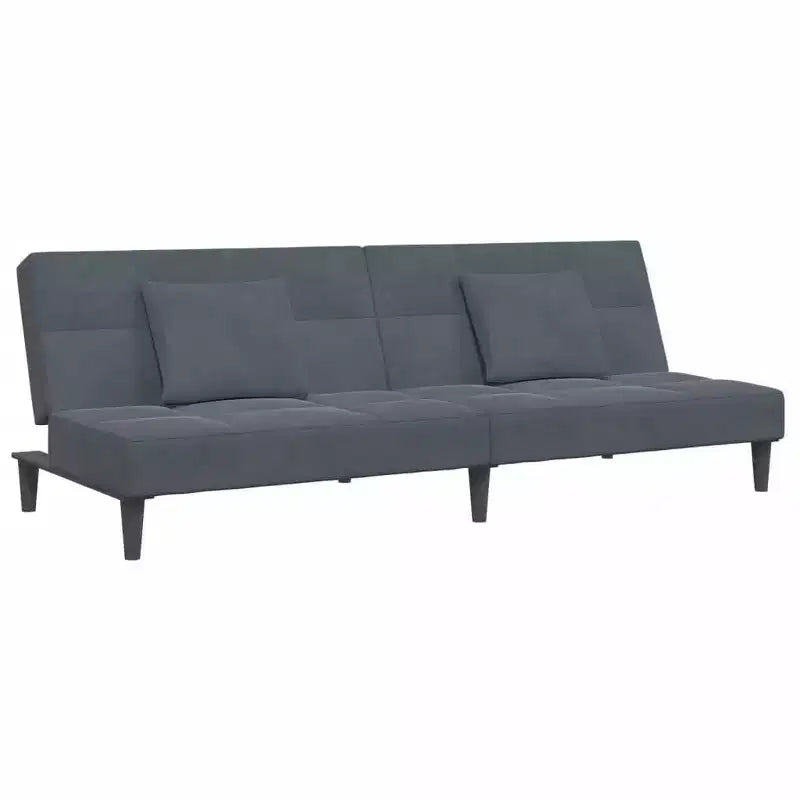 Canapé-lit velours gris foncé, bois, plastique convertible standard