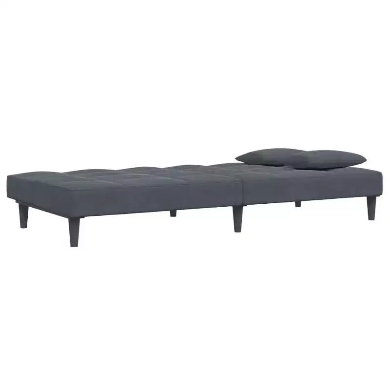 Canapé-lit velours gris foncé, bois, plastique convertible standard