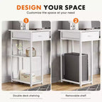 Bureau informatique avec rangement, Petite table de travail pour bureau à domicile avec sac latéral en tissu et crochet pour casque, Cadre métallique (120 x 40 x 77,7 cm)