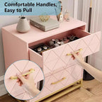 Commode de chambre à 3 tiroirs, commode moderne, avec tiroirs larges et poignées métalliques, commode en bois