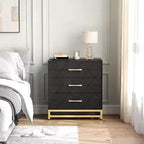 Commode de chambre à 3 tiroirs, commode moderne, avec tiroirs larges et poignées métalliques, commode en bois