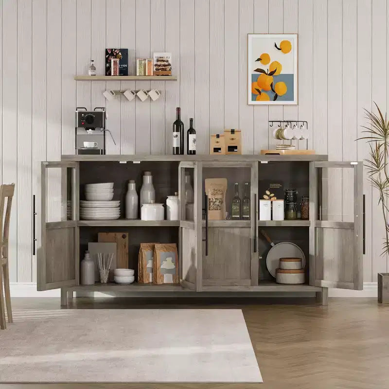 55.12 Grand Buffet avec Rangement, Buffet avec Portes Vitrées