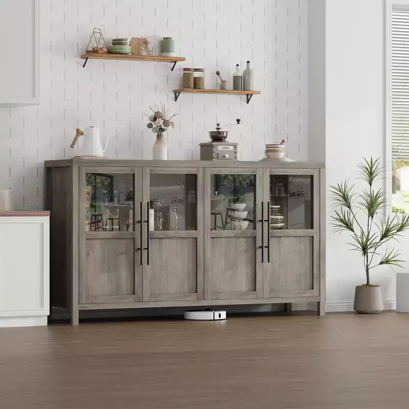 55.12 Grand Buffet avec Rangement, Buffet avec Portes Vitrées
