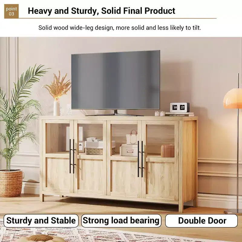 55.12 Grand Buffet avec Rangement, Buffet avec Portes Vitrées