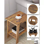 Table d'appoint moderne (2 pièces), table d'appoint de canapé en bois avec étagère de rangement à 2 niveaux, table de chevet de chambre pour petits espaces, table de chevet pour chambre à coucher