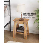 Table d'appoint moderne (2 pièces), table d'appoint de canapé en bois avec étagère de rangement à 2 niveaux, table de chevet de chambre pour petits espaces, table de chevet pour chambre à coucher