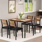 Ensemble de salle à manger 5 pièces pour 4 personnes, Table de cuisine moderne avec chaises rembourrées et cadre en fer, Meubles de salle à manger en bois pour petits espaces