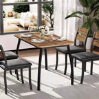 Ensemble de salle à manger 5 pièces pour 4 personnes, Table de cuisine moderne avec chaises rembourrées et cadre en fer, Meubles de salle à manger en bois pour petits espaces