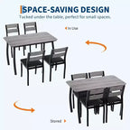 Ensemble de salle à manger 5 pièces pour 4 personnes, Table de cuisine moderne avec chaises rembourrées et cadre en fer, Meubles de salle à manger en bois pour petits espaces