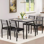 Ensemble de salle à manger 5 pièces pour 4 personnes, Table de cuisine moderne avec chaises rembourrées et cadre en fer, Meubles de salle à manger en bois pour petits espaces