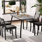 Ensemble de salle à manger 5 pièces pour 4 personnes, Table de cuisine moderne avec chaises rembourrées et cadre en fer, Meubles de salle à manger en bois pour petits espaces