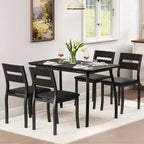 Ensemble de salle à manger 5 pièces pour 4 personnes, Table de cuisine moderne avec chaises rembourrées et cadre en fer, Meubles de salle à manger en bois pour petits espaces