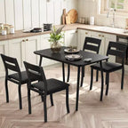 Coolmee 5 Piece Dining Table Set for 4, Modern Kitchen Table with Upholstered Chairs & Iron Frame, Wood Dining Room Furniture Set for Small Spaces