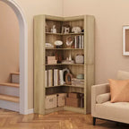 71,8'' Bibliothèque d'Angle, Bibliothèque de Ferme, Étagère à Livres en Forme de L, Étagère de Présentation à 5 Niveaux, Bibliothèques Robustes avec Rangement pour Bureau et Salon