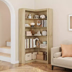71,8'' Bibliothèque d'Angle, Bibliothèque de Ferme, Étagère à Livres en Forme de L, Étagère de Présentation à 5 Niveaux, Bibliothèques Robustes avec Rangement pour Bureau et Salon