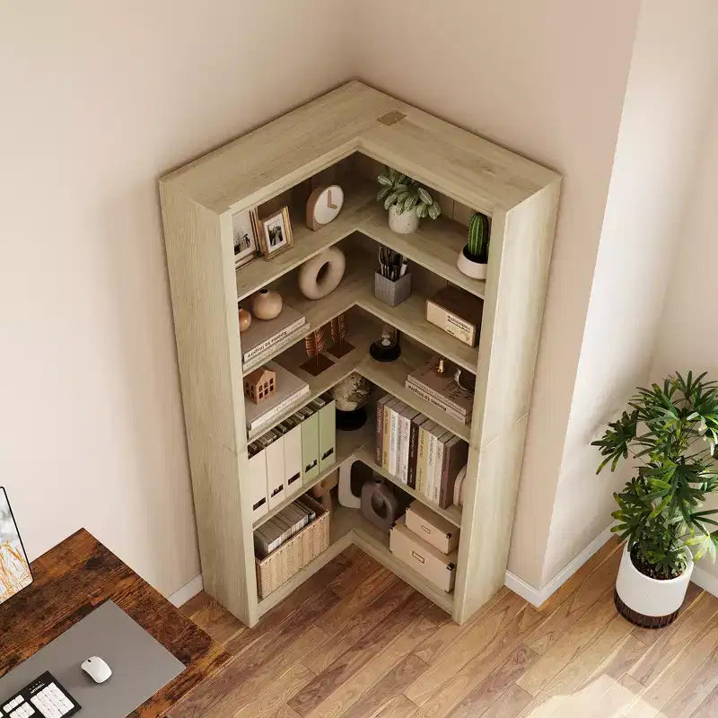 71,8'' Bibliothèque d'Angle, Bibliothèque de Ferme, Étagère à Livres en Forme de L, Étagère de Présentation à 5 Niveaux, Bibliothèques Robustes avec Rangement pour Bureau et Salon