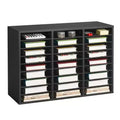 VEVOR Literature Organizer, 27 Compartments Office Mailbox with Removable Shelves, Wooden Mailbox Sorter Particle Board, Black