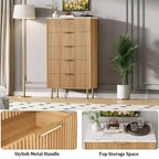Commode de chambre, commode à 5 tiroirs avec tiroirs larges, commode en bois, commode de rangement moderne pour salon, placard, couloir, entrée