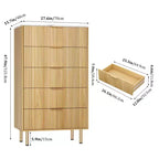 Commode de chambre, commode à 5 tiroirs avec tiroirs larges, commode en bois, commode de rangement moderne pour salon, placard, couloir, entrée