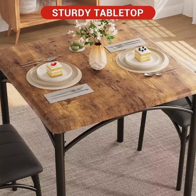 Table à manger pour 2, Table de cuisine et chaises, Table de salle à manger carrée avec 2 chaises rembourrées, pour petit espace, appartement
