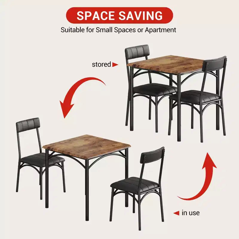 Table à manger pour 2, Table de cuisine et chaises, Table de salle à manger carrée avec 2 chaises rembourrées, pour petit espace, appartement