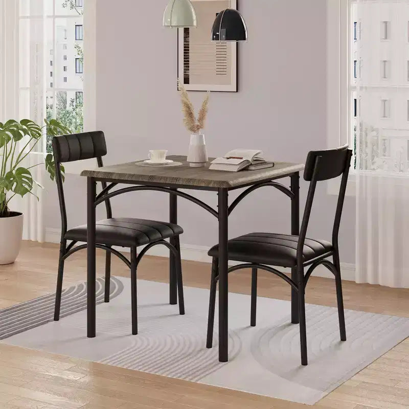 Table à manger pour 2, Table de cuisine et chaises, Table de salle à manger carrée avec 2 chaises rembourrées, pour petit espace, appartement