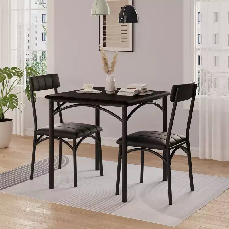 Table à manger pour 2, Table de cuisine et chaises, Table de salle à manger carrée avec 2 chaises rembourrées, pour petit espace, appartement