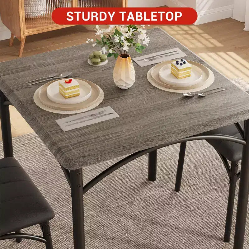 Table à manger pour 2, Table de cuisine et chaises, Table de salle à manger carrée avec 2 chaises rembourrées, pour petit espace, appartement
