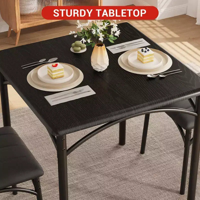 Table à manger pour 2, Table de cuisine et chaises, Table de salle à manger carrée avec 2 chaises rembourrées, pour petit espace, appartement