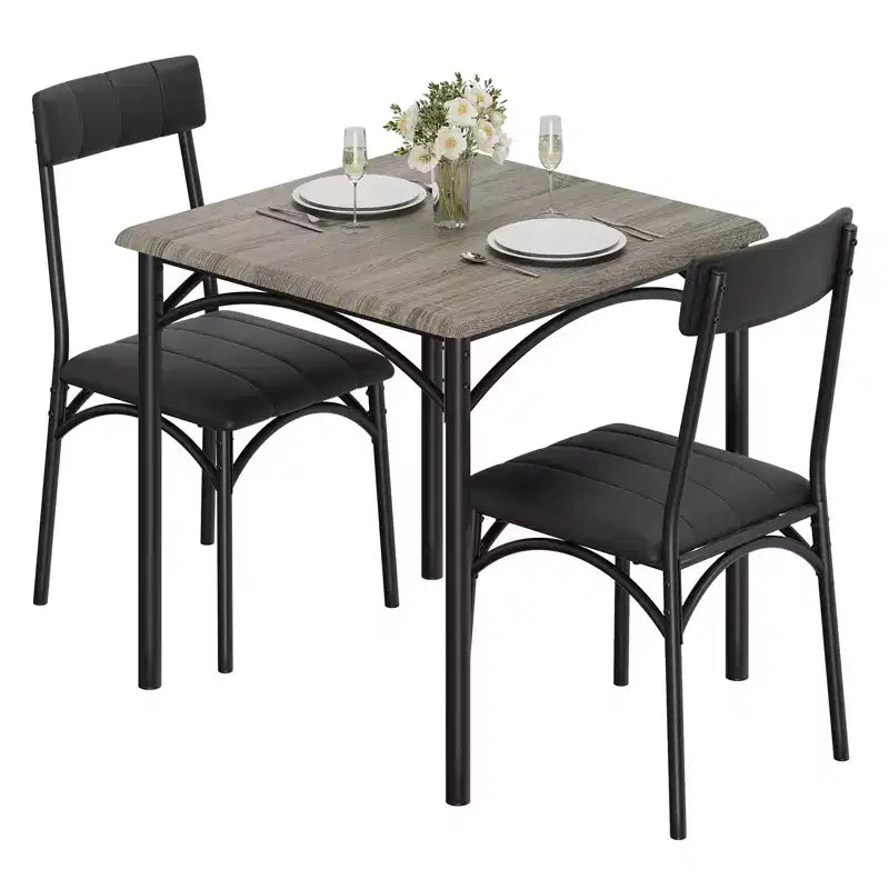 Table à manger pour 2, Table de cuisine et chaises, Table de salle à manger carrée avec 2 chaises rembourrées, pour petit espace, appartement