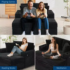 Canapé confortable en velours côtelé avec station de recharge, porte-gobelets et coussins pour salon, chambre et appartements
