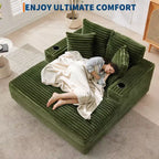Canapé confortable en velours côtelé avec station de recharge, porte-gobelets et coussins pour salon, chambre et appartements
