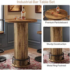 Table de bar ronde avec chaises, bistrot avec 2 tabourets de bar, table de cocktail de pub avec repose-pieds en métal pour coin cuisine, appartement