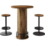 Table de bar ronde avec chaises, bistrot avec 2 tabourets de bar, table de cocktail de pub avec repose-pieds en métal pour coin cuisine, appartement