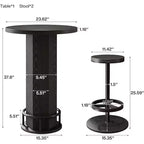 Table de bar ronde avec chaises, bistrot avec 2 tabourets de bar, table de cocktail de pub avec repose-pieds en métal pour coin cuisine, appartement
