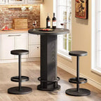 Table de bar ronde avec chaises, bistrot avec 2 tabourets de bar, table de cocktail de pub avec repose-pieds en métal pour coin cuisine, appartement