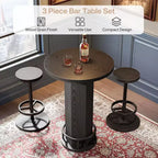 Table de bar ronde avec chaises, bistrot avec 2 tabourets de bar, table de cocktail de pub avec repose-pieds en métal pour coin cuisine, appartement