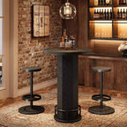 Table de bar ronde avec chaises, bistrot avec 2 tabourets de bar, table de cocktail de pub avec repose-pieds en métal pour coin cuisine, appartement