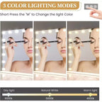 Miroir de courtoisie à LED de 17 pouces avec loupe 3X, commande tactile 3 modes d'éclairage, port de chargement USB, conception sur table/montage mural, 32x24, blanc