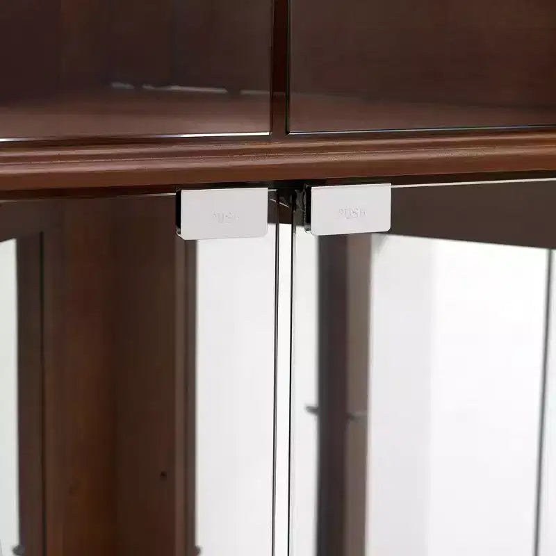 Vitrine d'angle, Vitrine avec 4 portes et étagères réglables en verre trempé, Meuble de salon