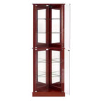 Vitrine d'angle, Vitrine avec 4 portes et étagères réglables en verre trempé, Meuble de salon