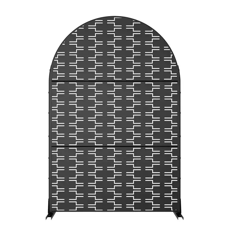 Paravent en brique 01 noir arche tôle galvanisée 183x119x41cm 3 pièces