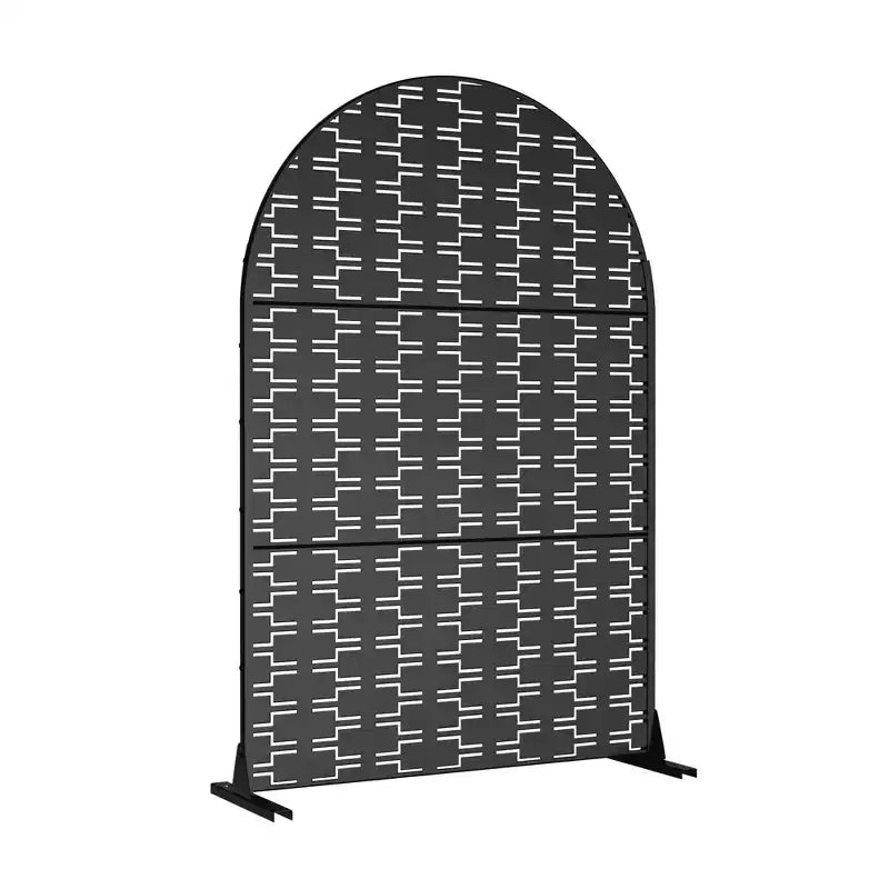 Paravent en brique 01 noir arche tôle galvanisée 183x119x41cm 3 pièces