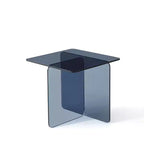 Table d'appoint à pieds croisés carrés en verre fumé noir 16