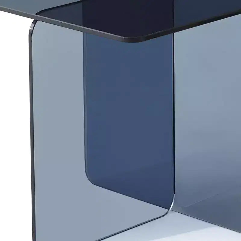 Table d'appoint à pieds croisés carrés en verre fumé noir 16
