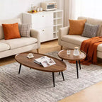 Table basse moderne lot de 2, table basse gigogne 80 + 48 cm, table d'appoint cocktail en bois, table centrale d'appoint pour salon chambre bureau