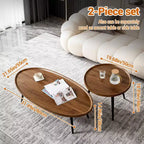 Table basse moderne lot de 2, table basse gigogne 80 + 48 cm, table d'appoint cocktail en bois, table centrale d'appoint pour salon chambre bureau