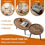 Table basse moderne lot de 2, table basse gigogne 80 + 48 cm, table d'appoint cocktail en bois, table centrale d'appoint pour salon chambre bureau