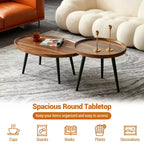 Table basse moderne lot de 2, table basse gigogne 80 + 48 cm, table d'appoint cocktail en bois, table centrale d'appoint pour salon chambre bureau